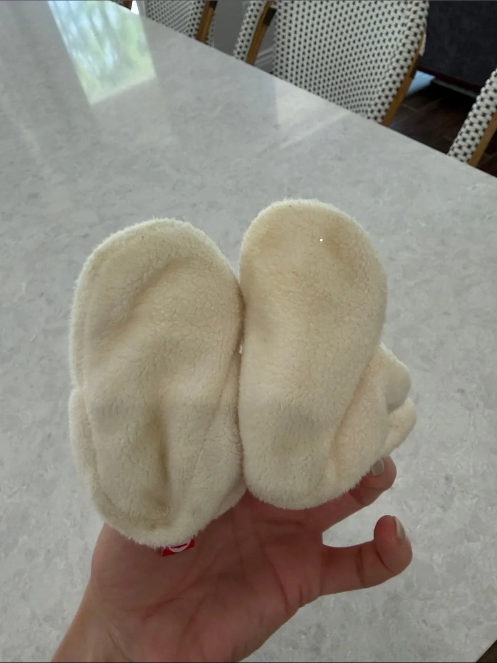 Cream Plush Baby Booties - Soft Infant Feet Warmers